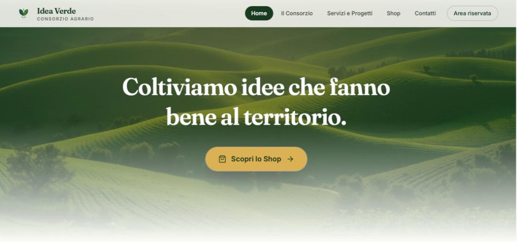 Sito web istituzionale per il Consorzio Agrario Idea Verde: un’esperienza digitale moderna e accogliente che racconta il territorio, i servizi e i progetti del consorzio.